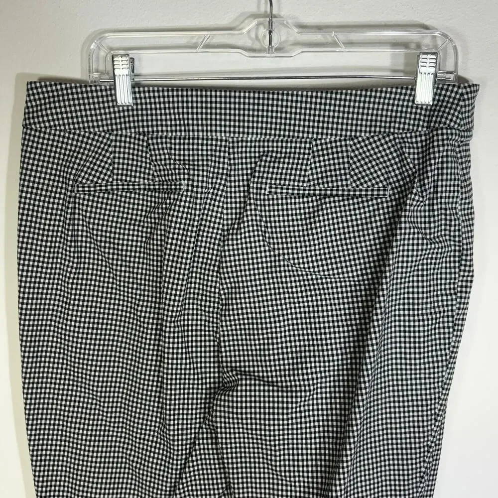 Talbots Chatham Ankle Pants 14P Black White Gingham Stretch Career Petite